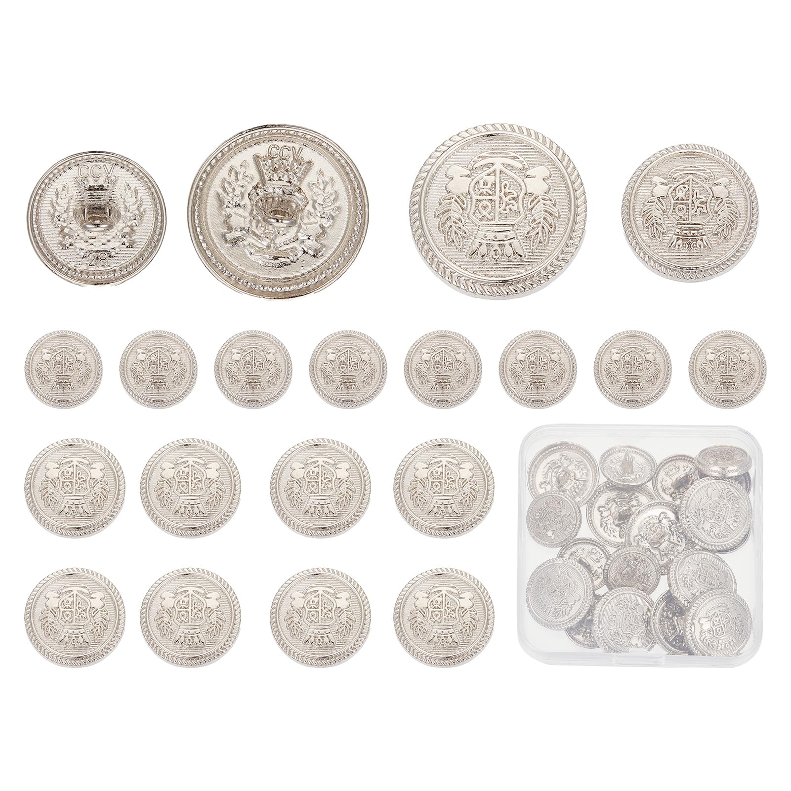 NICENEEDED 20 Pcs Metal Blazer Button, 23mm 18mm Silver Suit Buttons, Vintage Blazer Button Metal Shank Buttons Replacement Jeans Buttons for Men Women Blazers Suits Sport Coat Uniform Jackets