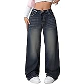 Handfrog Women Baggy Jeans Low-Mid Rise Denim Pants with Pockets Y2k 90s Jeans for Girls