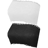 Lace Tube Top Bra, 2 Pcs Strapless Lace Bandeau Bra for Low Cut Dress Front Stretch Bralette for Low Neckline Cleavage Cover (White, Black)