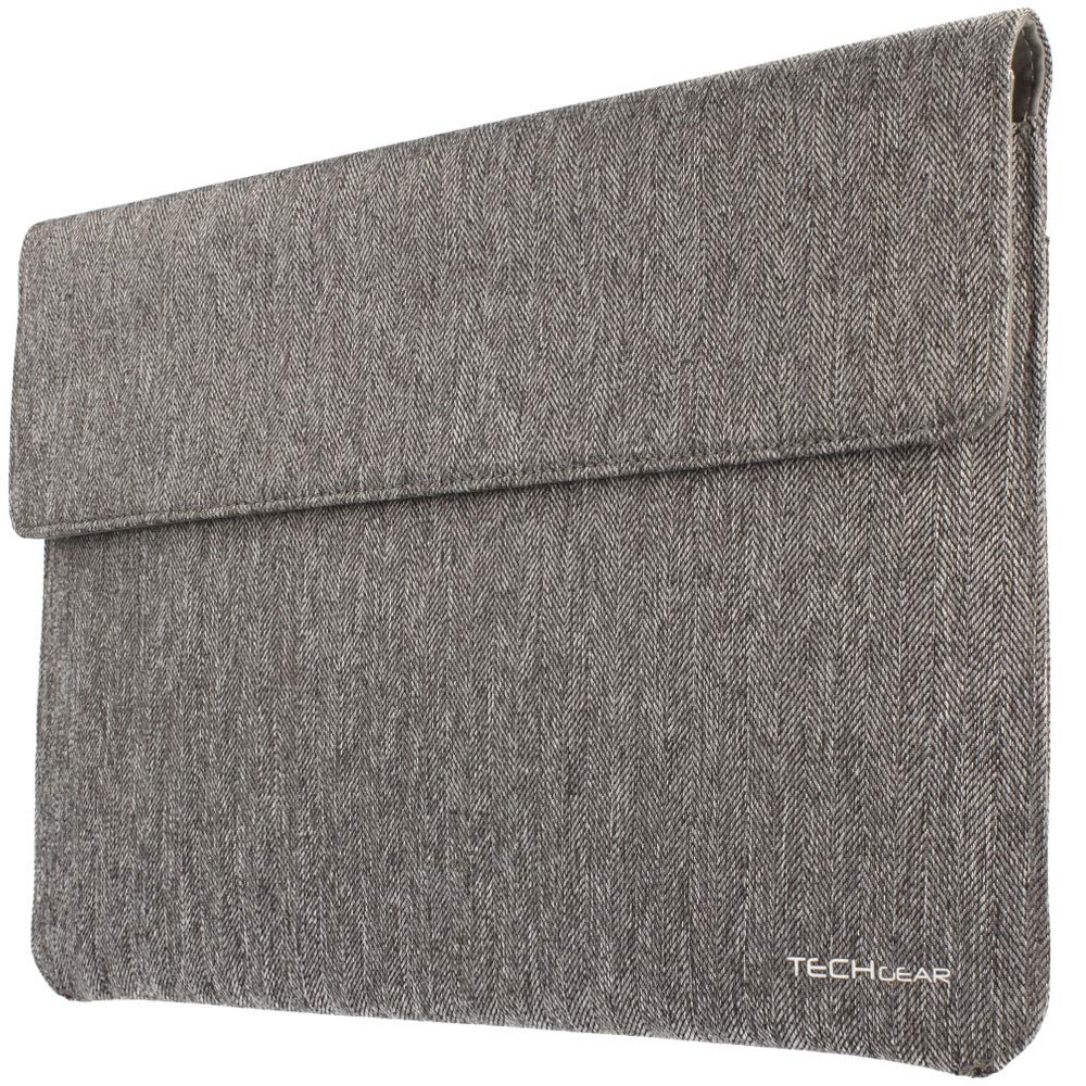 TECHGEAR Ultra Slim [Tweed Effect] Laptop Envelope Sleeve Case Cover with Pocket fits MacBook Air/Pro 13 Inch, Microsoft Surface Pro X/7/6/5 & other Tablets, Notebooks of similar size [PLATINUM]