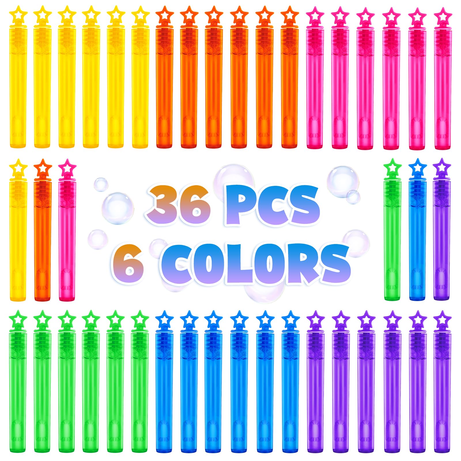 36 Pieces Mini Bubble Wands,Bubble Party Favors Assortment Toys for Kids,Themed Birthday, Halloween, Goodie Bags, Carnival Prizes, Wedding, Bubble Maker Toys for Kids,Outdoor Gifts for Girls & Boys