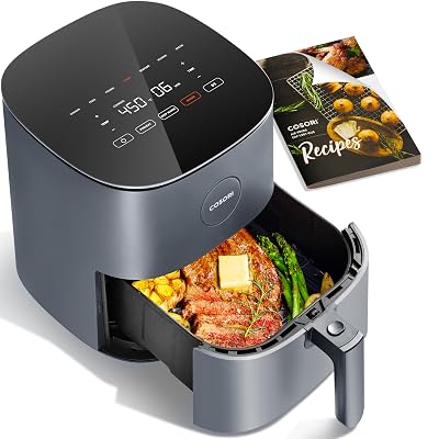 COSORI Air Fryer Pro, Compact 5QT, Ceramic Coating, 7 Presets with Preheat & Keep Warm, 450โ, Easy to use & clean, Shake Reminder, 130+ In-App Recipes, Nonstick & Dishwasher-Safe Basket, Gray
