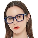 MARE AZZURO Square Reading Glasses Women Trendy Large Readers 1.00 1.50 2.00 2.50 3.00 3.50 (Blue, 200)