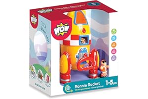 WOW Toys Ronnie The Rocket – Friction Powered Space Rocket with Astronaut & Countdown Sounds | No Batteries, Durable Toddler Toy for Ages 1–5
