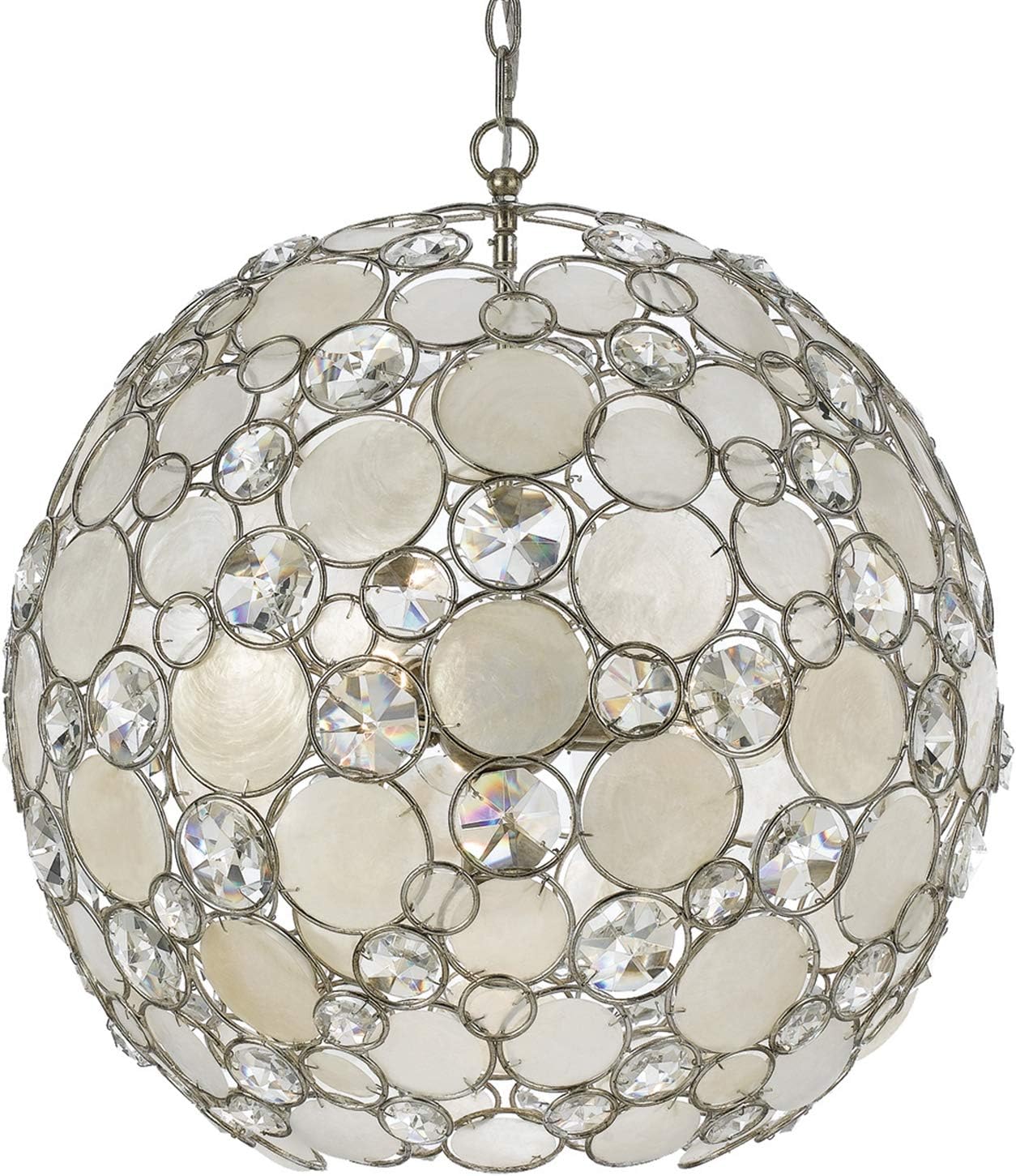 Palla 6 Light Antique Silver Sphere Chandelier