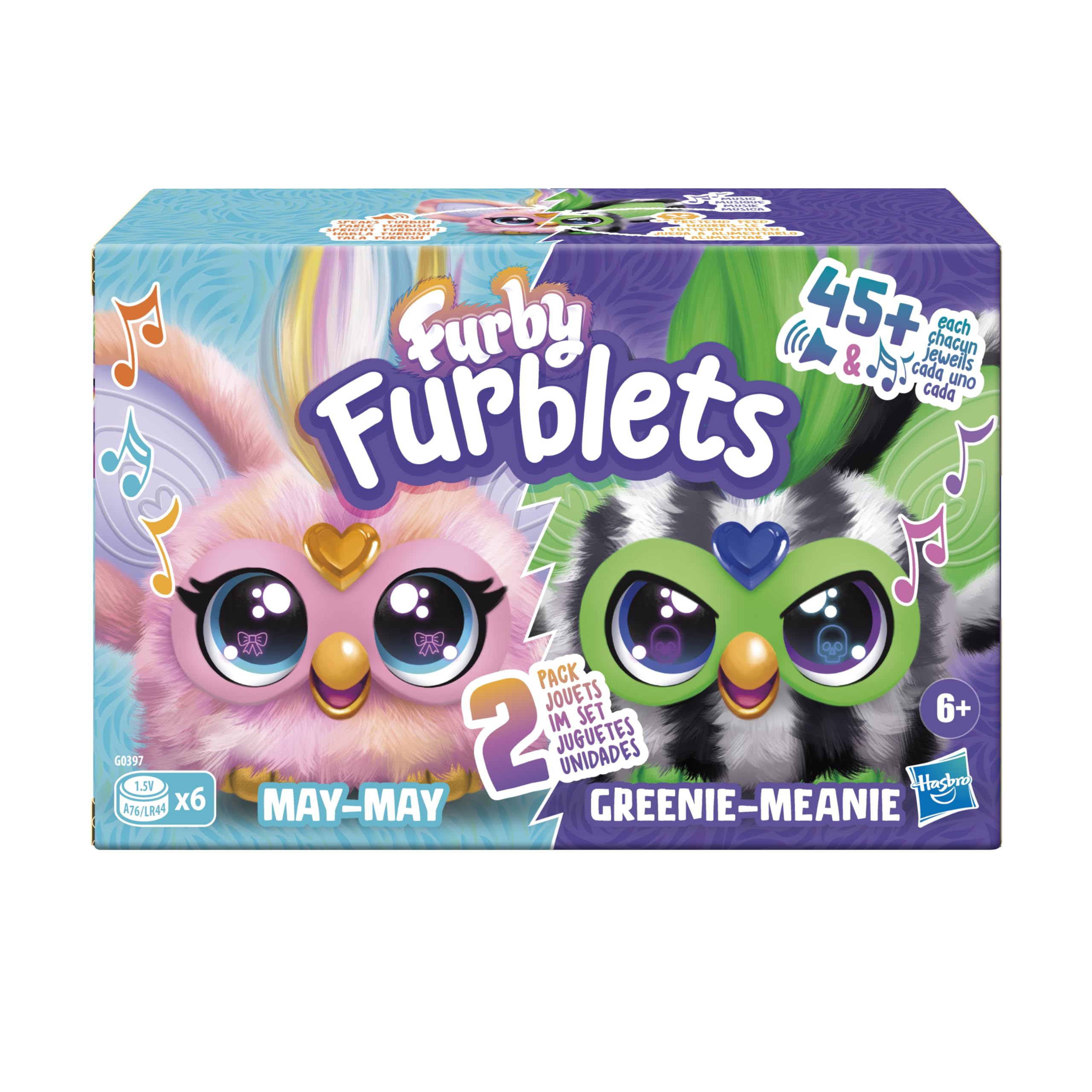 Furby Furblets Fierce & Fabulous 2 Pack, Greenie-Meanie & May-May with 45 Sounds Each, Electronic Plush Toys for Girls & Boys, Back to School Gifts, Ages 6+ (Amazon Exclusive)