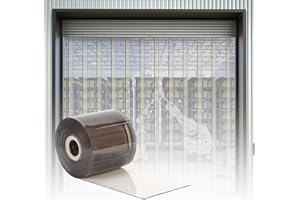 lukar Vinyl Strip Door Curtain 49 ft Length PVC Curtain Strip Clear Plastic Door Strip Roll for Supermarket, Warehouse, Factory, Pet Doors, Clear Brown, 8" Width x 0.08" Thickness
