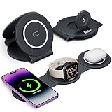 HICOBER 3 in 1 Charging Station for Multiple Apple Devices, Compatible with iPhone 17/16/15/14/13, Apple Watch & AirPods, Foldable Fast Wireless Charger & Travel Charger for Home/Office/Trips