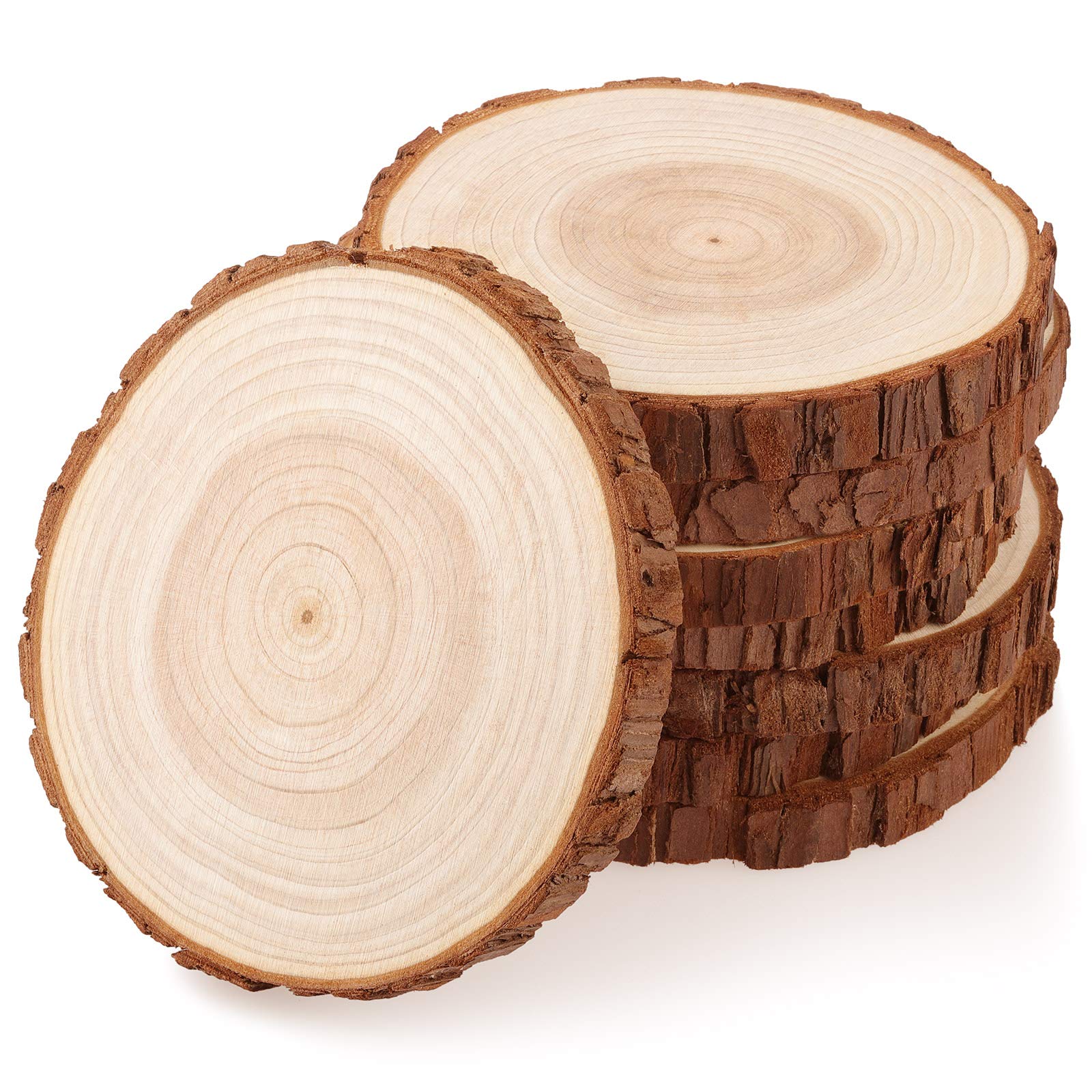Fuyit Wood Slices 8 Pcs 13-14cm NO Hole Natural Unfinished Log Wooden Circles for Art Creation DIY Crafts Wedding Decorations Christmas Ornaments