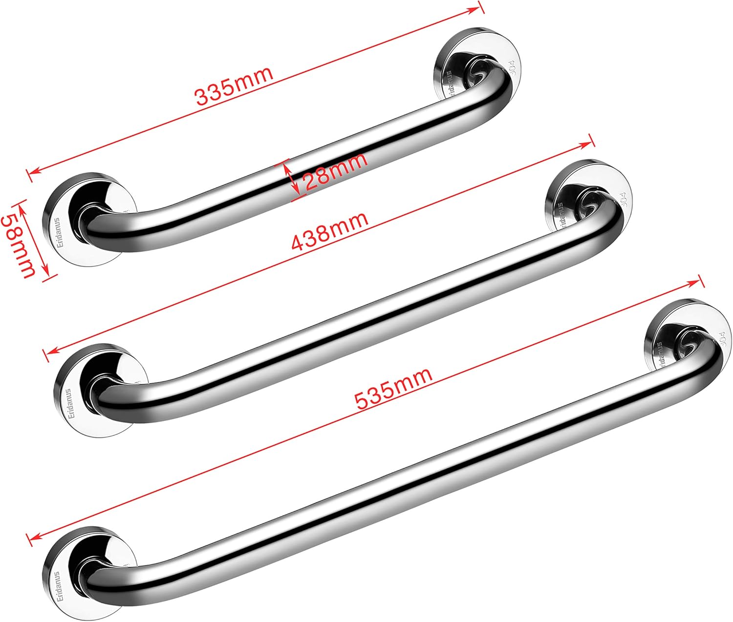 Kendalfloral Com Cuisines Et Salles De Bain Portes De Douche Barre De Support De Guidon Argent 33 5 Cm Eridanus Poignee Pour Douche De Baignoire Poignee De Securite Murale En Acier Inoxydable Sus304
