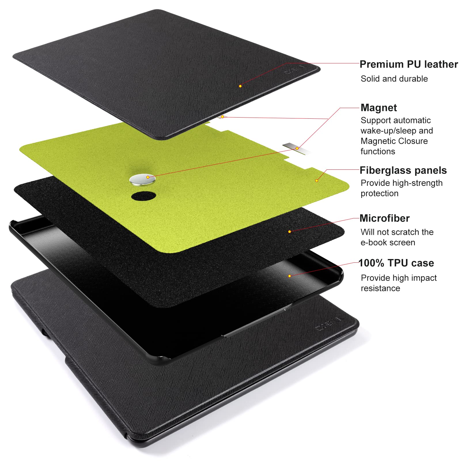 CoBak Case for Kindle Scribe - All New PU Leather Cover with Auto Sleep Wake Feature for Kindle Scribe 10.2