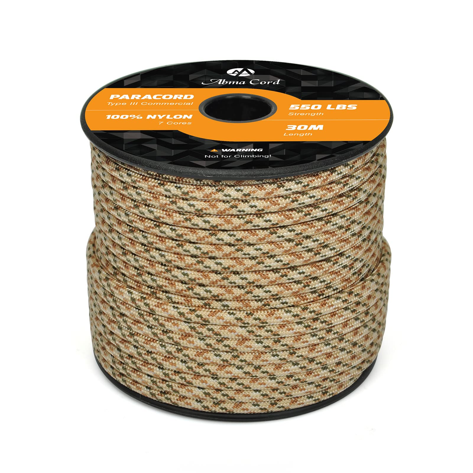 Abma Cord Paracord 550 4mm Nylon Rope Type III 7 Strands Parachute Cord - Max. 250kg (550lbs) - Military Camo Series