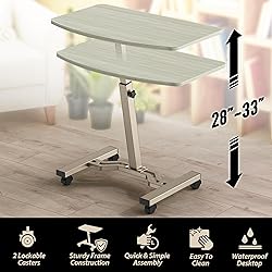 SHW Mobile Height Adjustable Laptop Rolling Cart