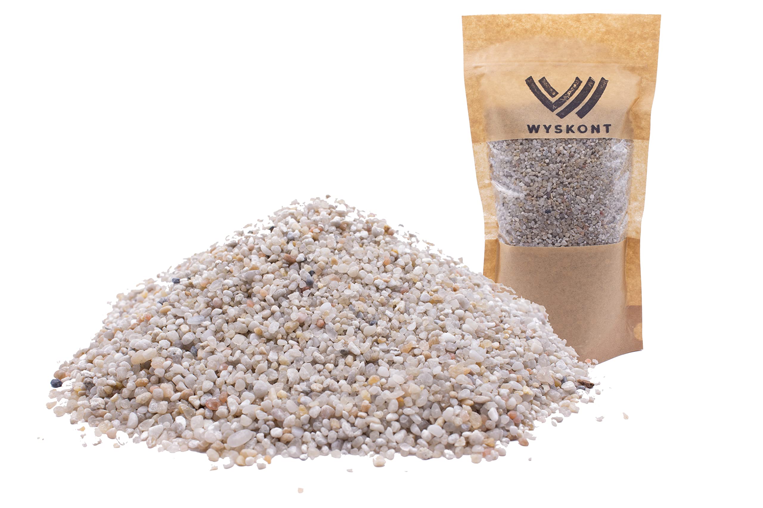 WYSKONT Aquarium Gravel - Aquarium Sand 2kg- Aquarium Deco - Pebbles - Ornamental Gravel - River Gravel - Deco Sand - Pebbles Garden - Aquarium Substrate - Terrarium Sand - Aquarium Sand 1-3mm