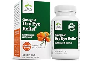 Terry Naturally Omega-7 Dry Eye Relief - Eye Health Supplement with Buckthorn Seed Oil - Dietary Supplement to Aid Dry Eye Relief - 60 Softgels