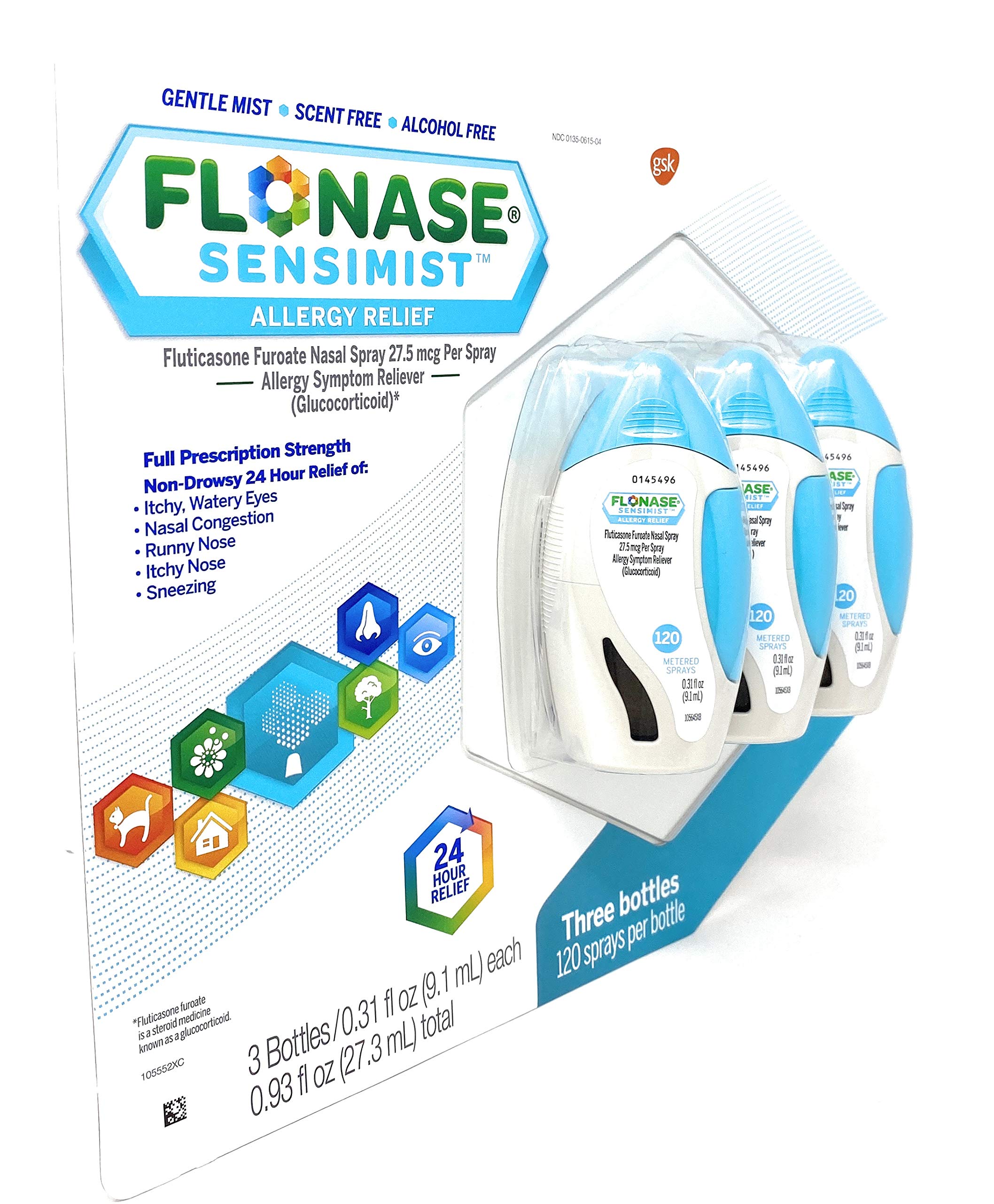 Flonase Sensimist Allergy Relief Spray - 0.54 oz, Pack of 3