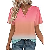 Zeagoo Womens Tops Short Sleeve V Neck Tee Shirts Cute Dressy Casual Clothing Business Work Blouse