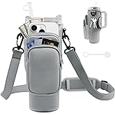 JEBEALUO Water Bottle Carrier Bag with Phone Pocket for Stanley Cup 40/30 oz, Water Bottle Holder with Adjustable Strap& Straw Cover, Stanley Cup Accessories