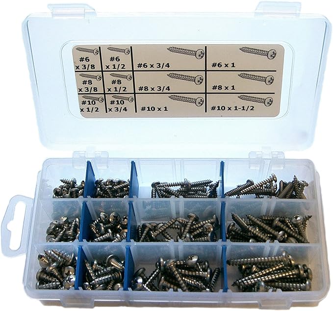Stainless Steel Phillips Pan Sheet Metal Screw Assortment Kit Stainless