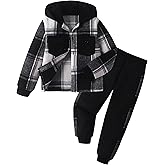 MINITEENICE Toddler Boy Clothes Plaid Hooded Long Sleeve Sweatshirt And SweatPants With Pocket-2 Piece Boys Outfits