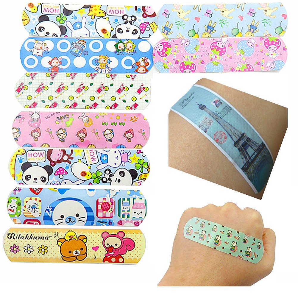 Minibaby Children's Adhesive Bandages for Kids Protection , Cute Lovely Cartoon Print, Band-Aid Assorted (Pack of 100): Buy Online in INDIA at desertcart
