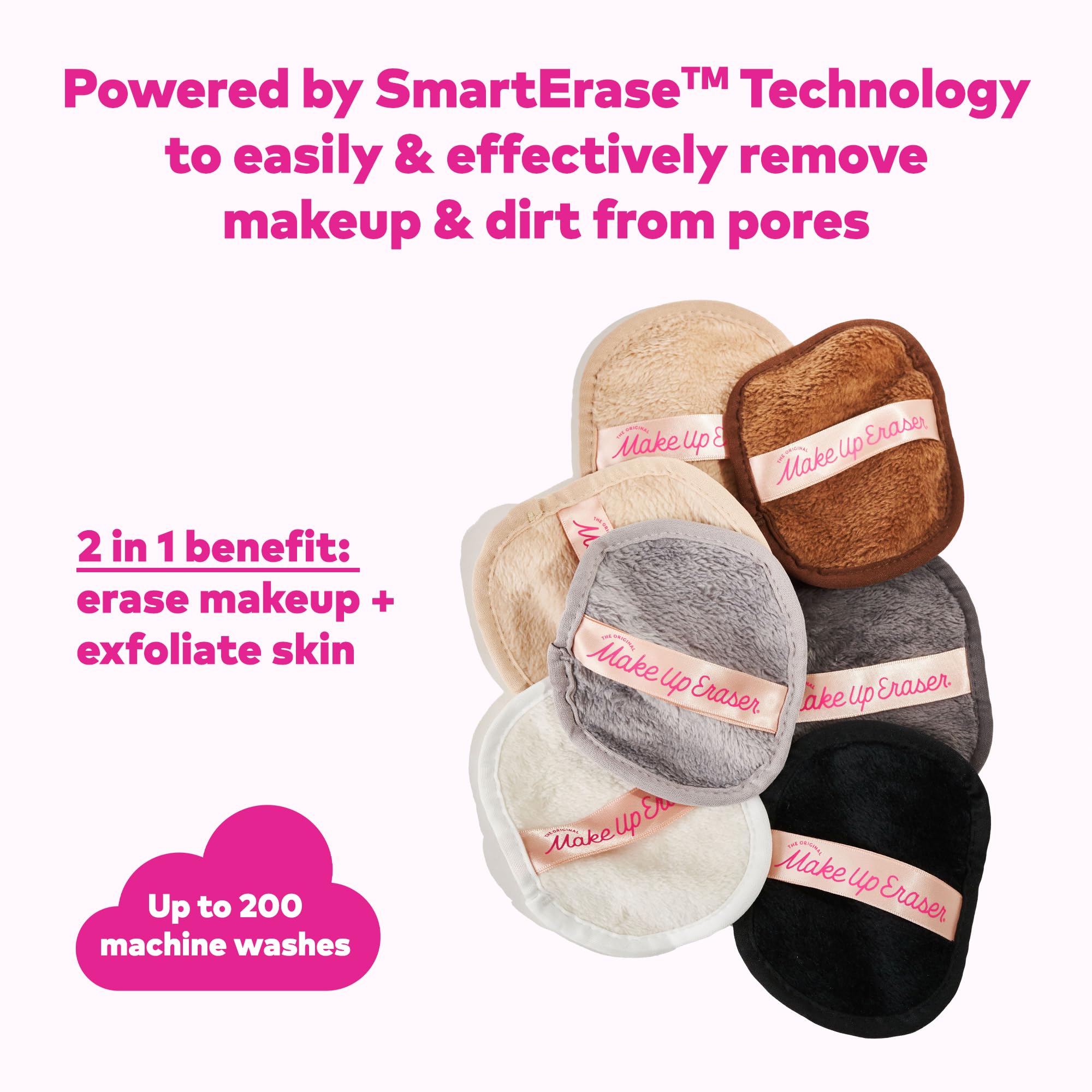 The Original MakeUp Eraser, 7-Day Set, Erase All Makeup with Just Water, Including Waterproof Mascara, Eyeliner, Foundation, Lipstick, Sunscreen, and More! 7ct