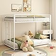 Bellemave Twin Over Twin bunk Bed，Metal Floor Bunk Bed, Bunk Bed for Kids, Adults, Bunk Bed for Boys, Girls, Adult bunk beds Heavy Duty, Twin Over Twin, White, FST00121-T-AK1