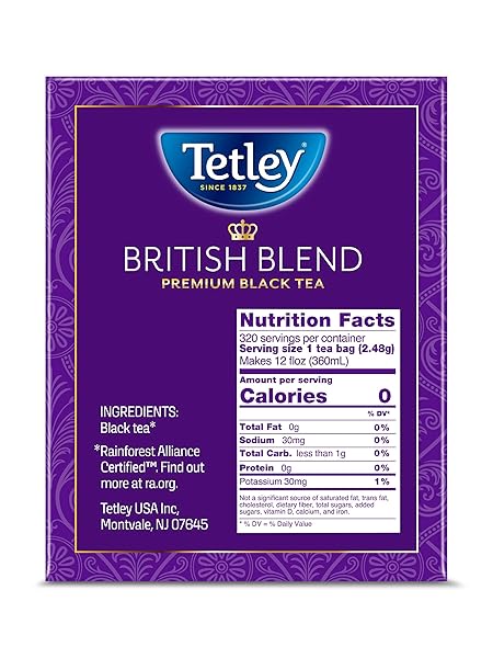 TETLEY BRITISH BLEND PREMIUM BLACK TEA, 320 TEA BAGS, RAINFOREST ALLIANCE CERTIFIED