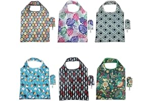 6 Pack Reusable Grocery Bags,Foldable Grocery Bags with Pouch,Washable Waterproof Nylon holds Heavy Groceries for Daily Shopp