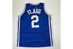 HOFSM.COM HALL OF FAME SPORTS MEMORABILIA Facsimile Autographed Cooper Flagg Duke Blue Reprint Laser Auto College Basketball Jersey Size Men's XL