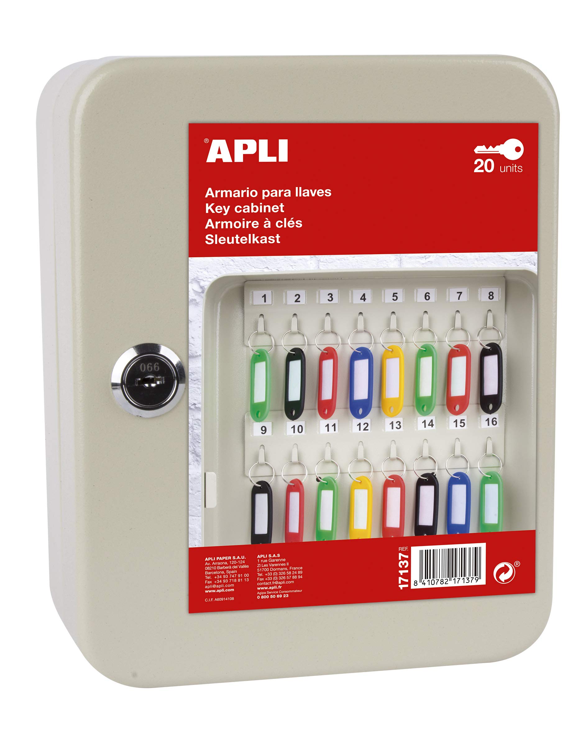 APLI 17137 – Metal Key Cabinet for 20 Keys with Lock