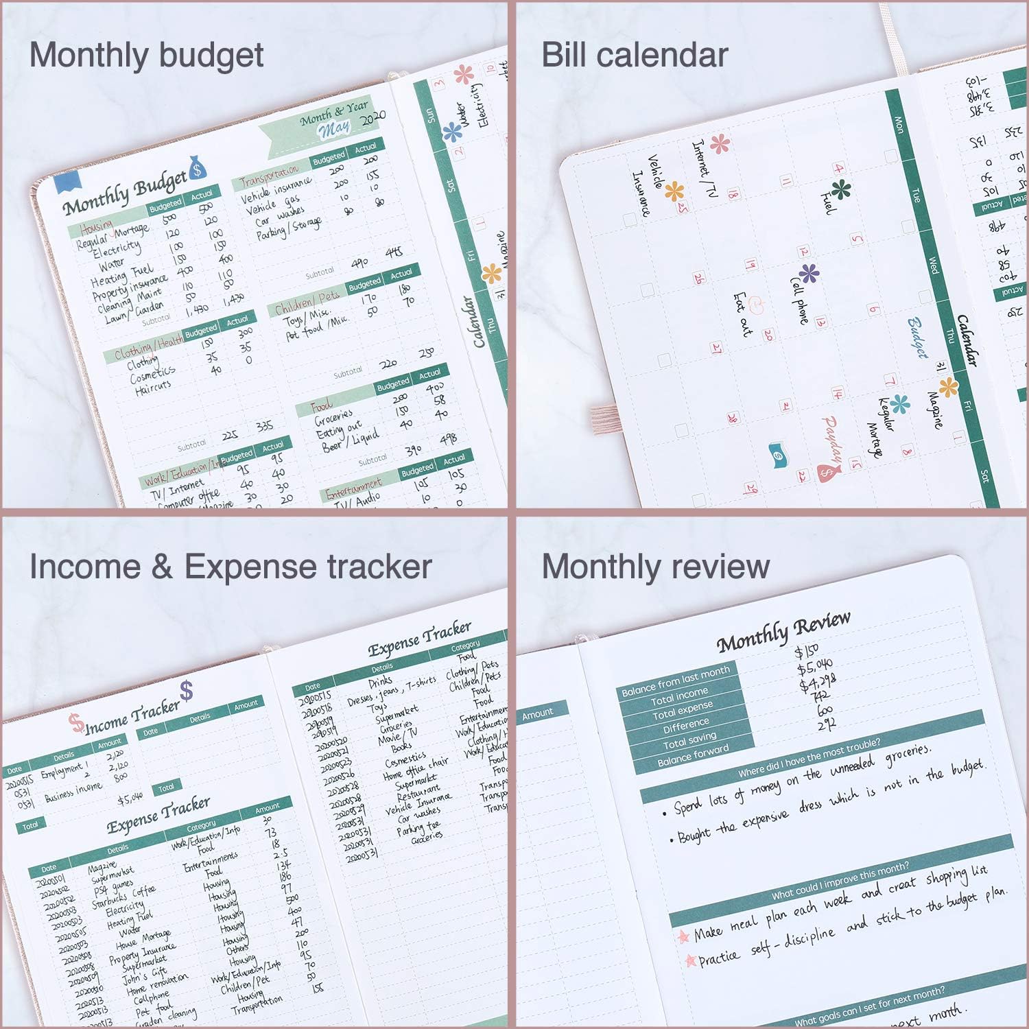 Luxury Budget Planner Book (Undated) with Cash Envelopes & Stickers - Monthly Financial Planner for Debt, Expense, Income, Saving and Bill Tracker - Rose Gold, A5 Size : Office Products