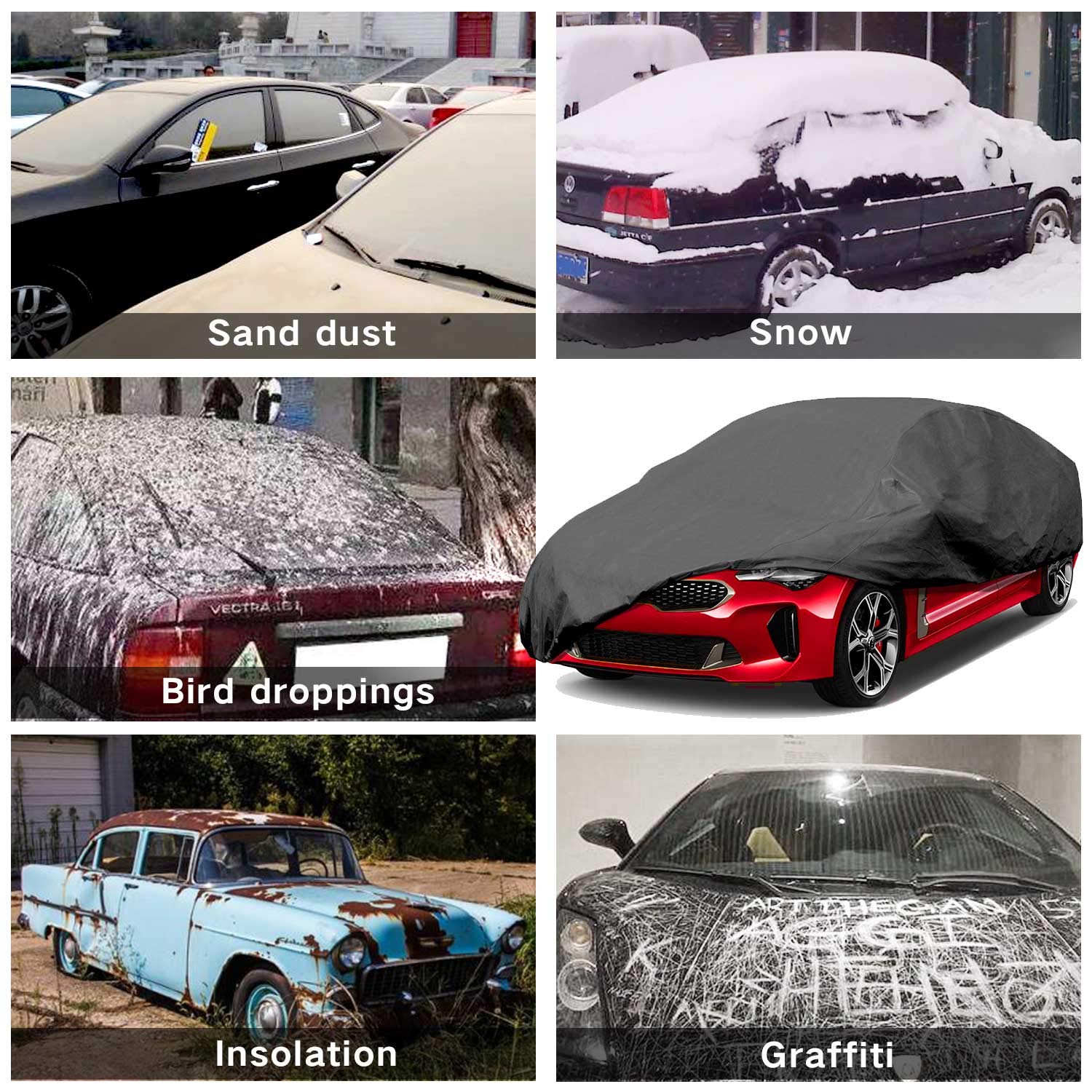 Car Cover | Sedan 3 Layer Nonwovens 5 Different Sizes 1 YEAR WARRANTY