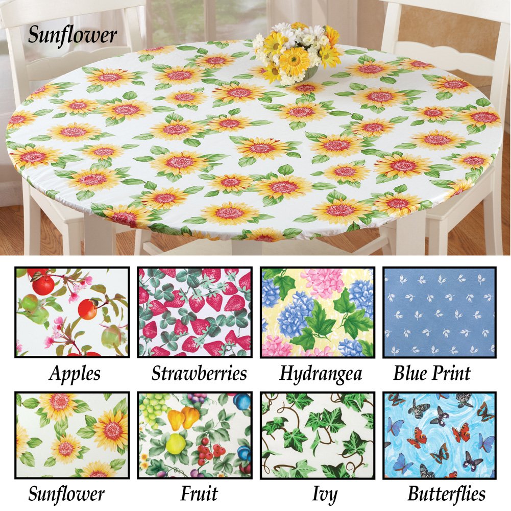 Patterned Fitted Table Cover with Soft Flannel Backing and Durable Wipe