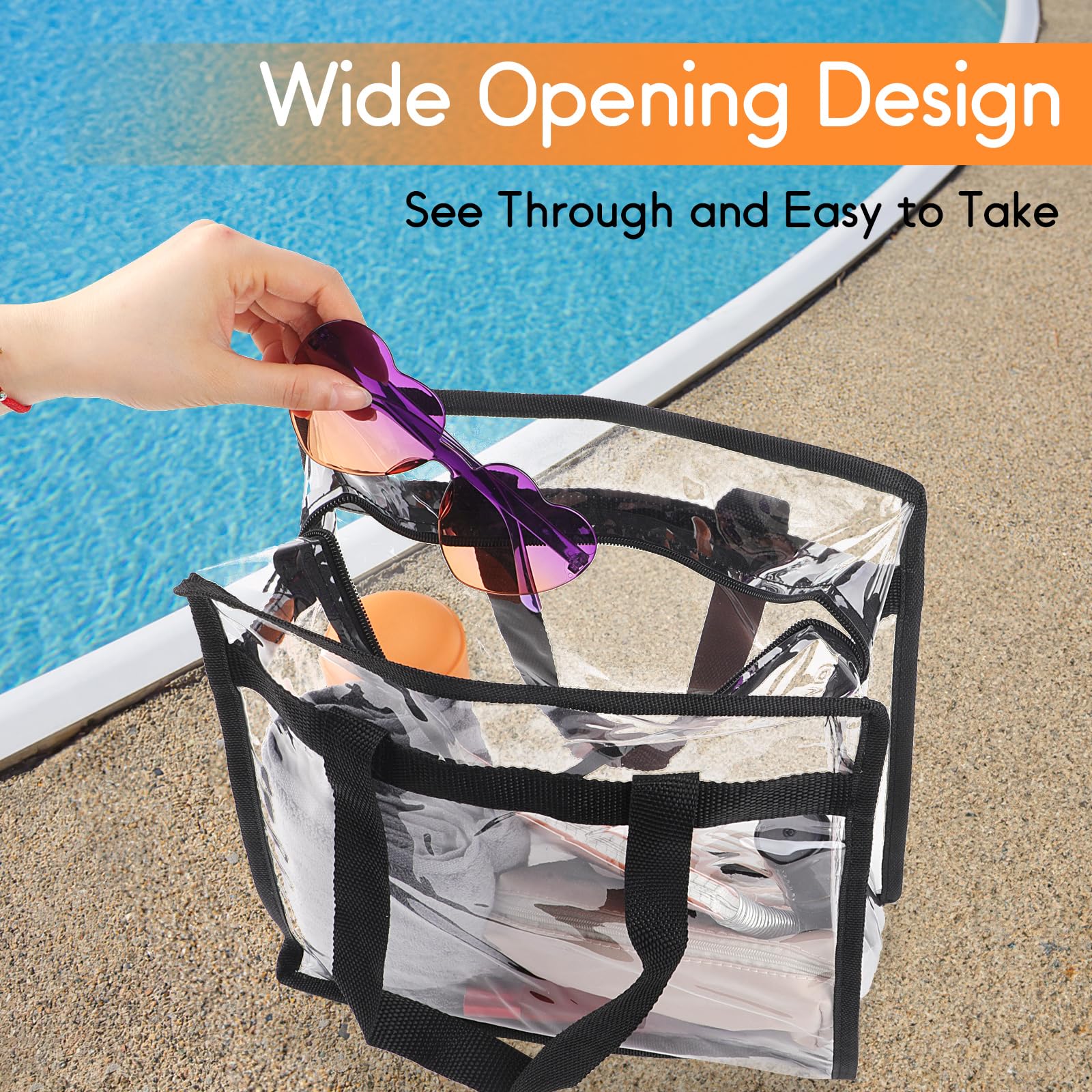 Clear Bag for Stadium Events Approved, 12x6x12 Large Transparent Tote Bag with Zipper for Gym Concert Sports Festivals