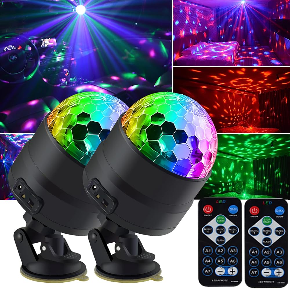 LITE WORLD 2Pack Disco Ball Light 4W USB DC5V Party Stage Lamp LED Strobe