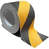 Danlaila 4 Inch x 60 Feet Grip Tape for Stairs, Anti Slip Tape Outdoor Waterproof, Black/Yellow Safety Non Skid Tape Roll for Stair Steps Ramp Wooden, Friction Tape Adhesive Non Slip Strips
