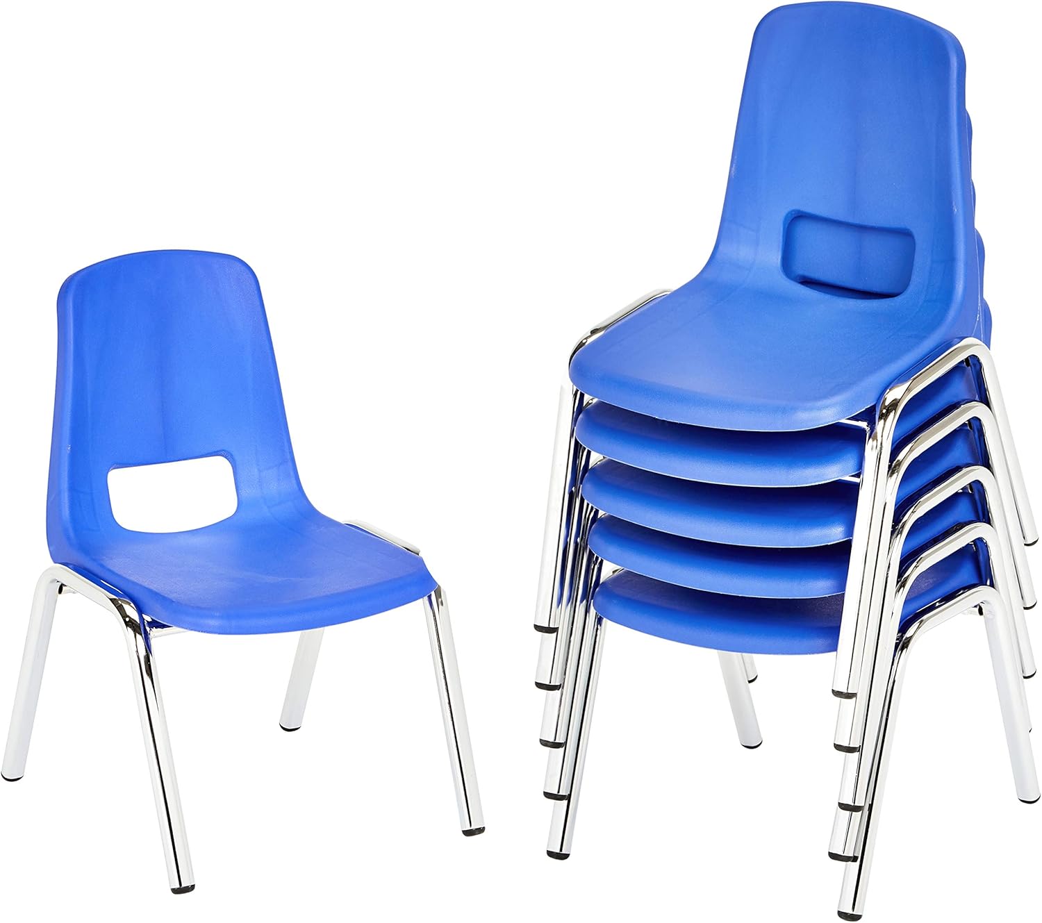  Basics School Classroom Stack Chair, 10-Inch Seat Height - 6-Pack, Chrome Legs, Blue: Industrial & Scientific