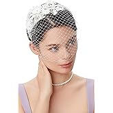 BABEYOND Bridal Wedding Veil Fascinator Mesh Lace Headband Tea Party Flower Fascinator Funeral Hats for Women