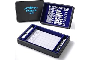 Soar Forge Deluxe Farkle Dice Tray and Storage - Elegant Faux Leather Travel Case with Score Sheets, 2 Sets of Dice & Velvet Lined Rolling Arena for Many Classic Games (Royal Blue)