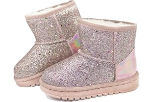 TOUNSOL Girls Winter Boots Toddler Girl Boots Warm Sparkle Sequin Outdoor Non-Slip Snow Boot for Little kids
