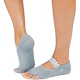 toesox Grip Pilates Barre Socks – Non-Slip Mia Half Toe for Yoga & Ballet - Mirage Medium