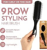 Fine Lines 9 Row Mens Hair Brush for Curly Thick Hair Detangler Wigs view 2