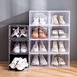 Attelite Clear Shoe Box,Set of 8,Stackable Plastic