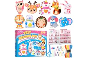 Funtopia Sewing Kit for Kids, 10 Easy DIY Projects of Stuffed Animal with Guiding Book, Beginners Sewing Toys and Birthday Gift for Girls Boys, Felt Arts and Crafts for Kids Ages 5-8 8-12