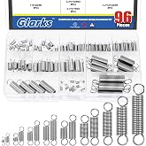 Glarks 96pcs Stainless Steel Extension Springs with Double Hook Sets 15 Sizes Small Spring Tension Spring Wire Assortment for Machinery Construction Industrial