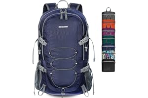 BECOJADDE 40L Lightweight Hiking Backpack Travel Packable Daypack for Women and Men, Navy Blue