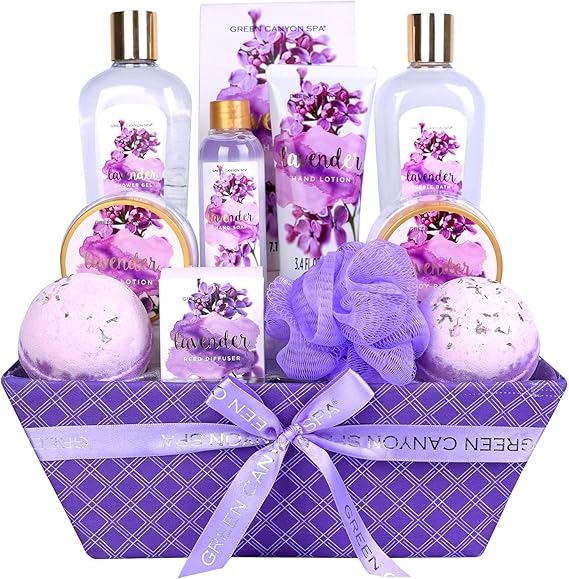 Green Canyon Spa Lavender Bath Gift Set for Women Luxury 12 Pcs