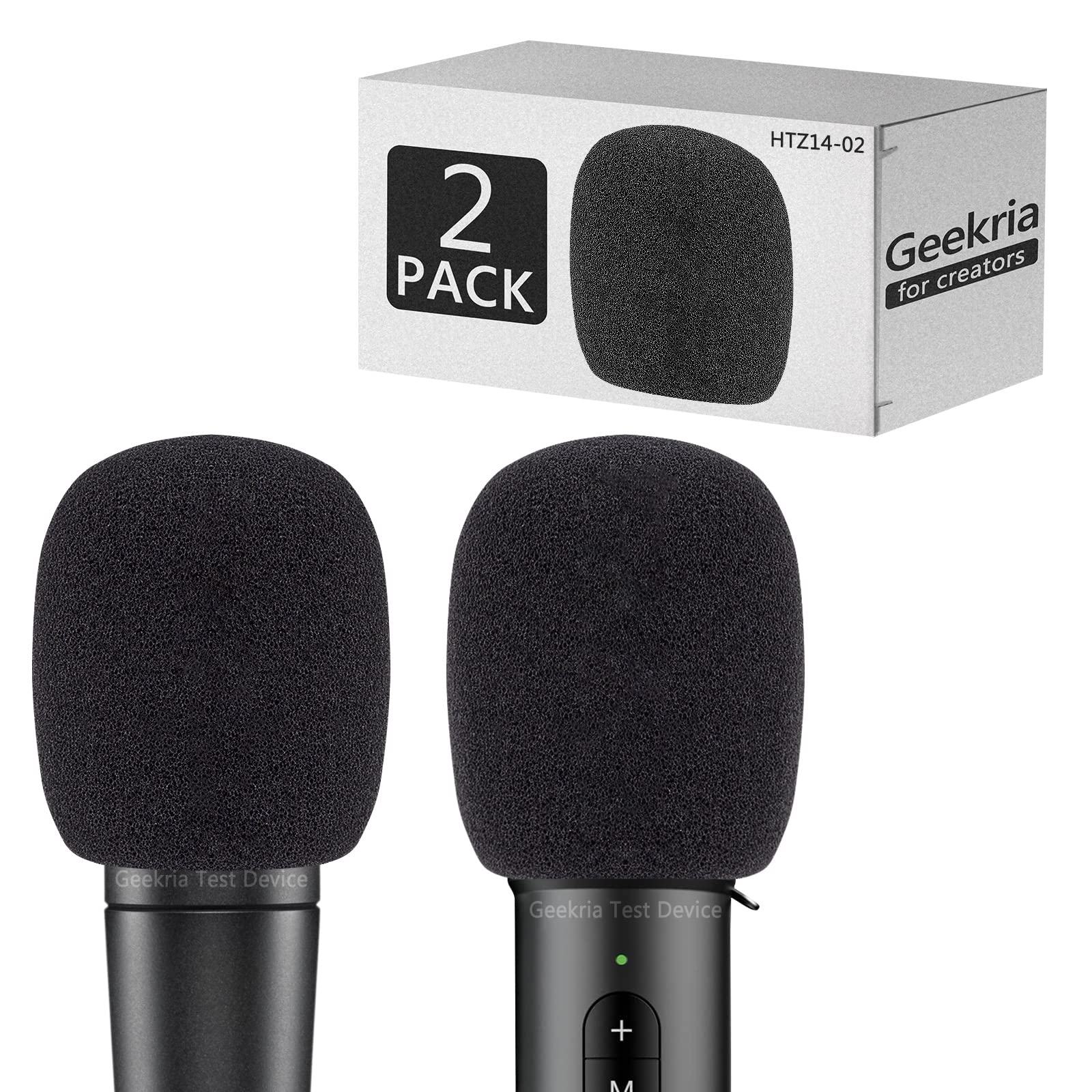 GEEKRIA for Creators Foam Windscreen Compatible with Shure SM57-LCE, PGA81-LC Microphone Antipop Windshield, Mic Wind Cover, Sponge Foam Filter (Black / 2 Pack)