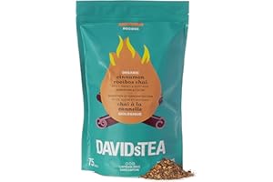 DAVIDsTEA Organic Cinnamon Rooibos Chai Tea Bags, Premium Caffeine-Free Rooibos for Focus and Hydration, 75 Tea Sachets Total